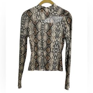 superdown Snake Print Long Sleeve Top